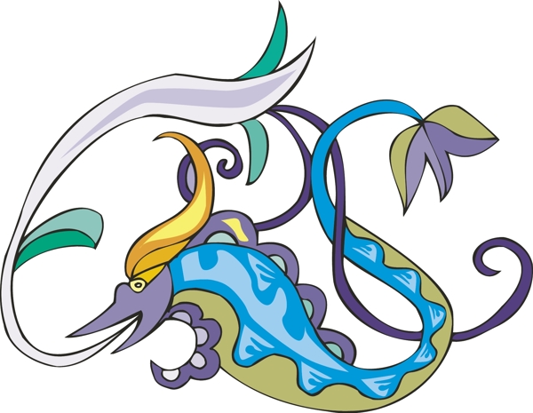 印花矢量圖動(dòng)物魚色彩五顏六色免費(fèi)素材