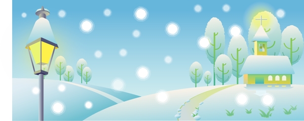 郊外矢量素材矢量冬天矢量風(fēng)景韓國(guó)風(fēng)景圣誕雪地雪花新年