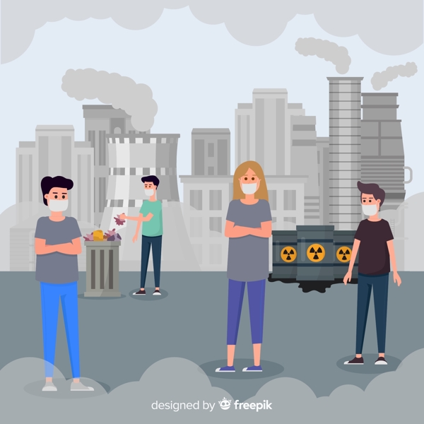 城市环境污染插画图片