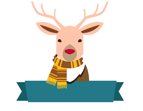 矢量麋鹿动物圣诞节元素
