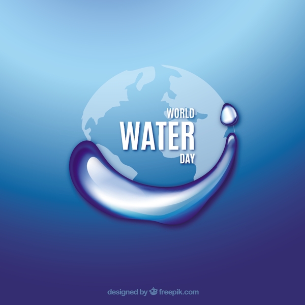 藍(lán)色水世界日背景與水滴