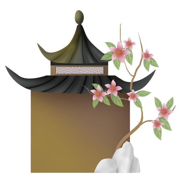 中国风桃树提示框