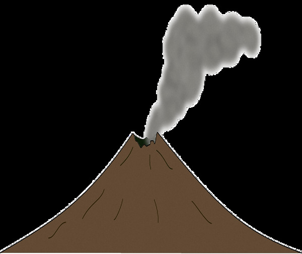 手绘火山喷烟免抠png透明图层素材
