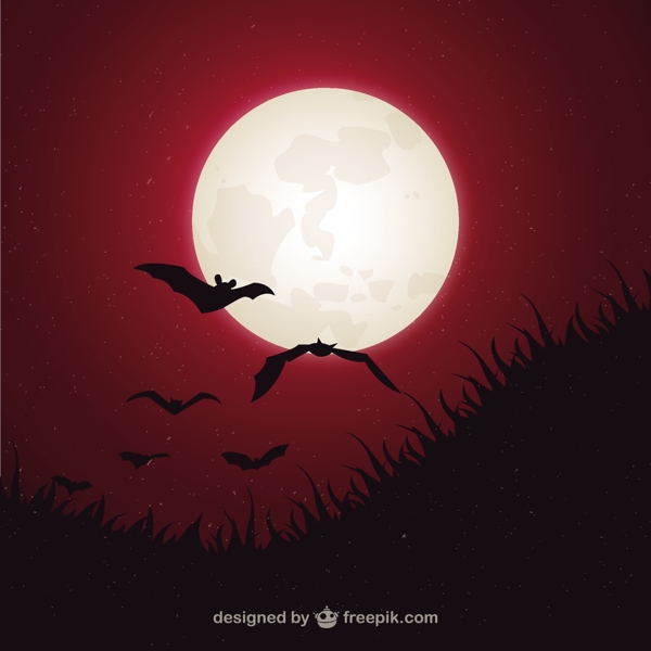 有月亮和蝙蝠的万圣节背景
