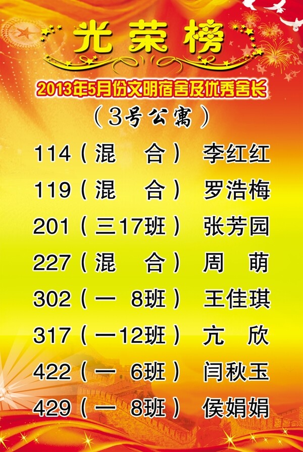 光榮榜展板圖片