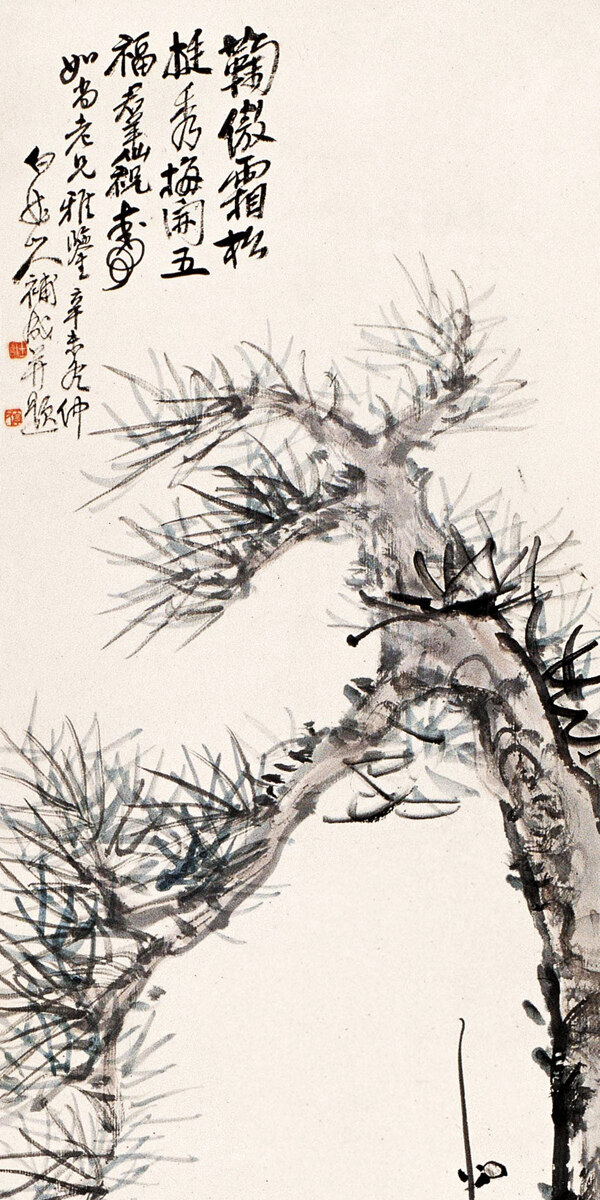 松樹水墨畫圖片