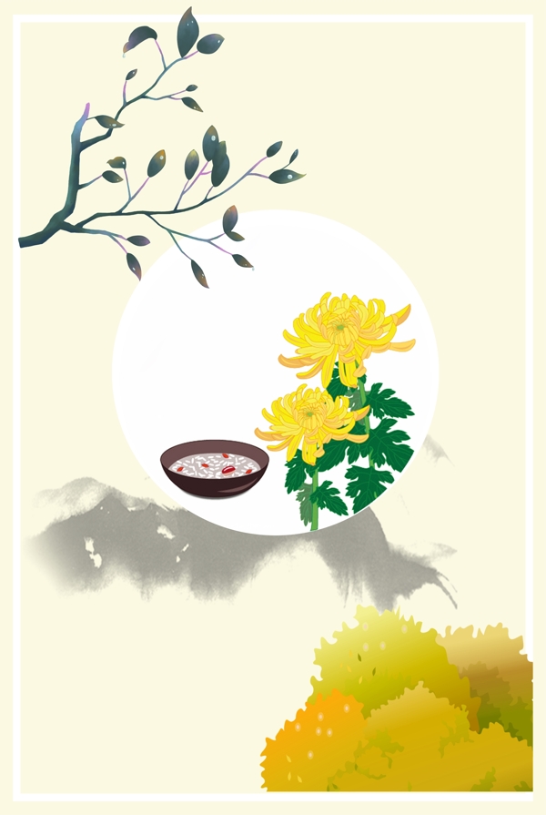 黄色菊花换季装饰背景