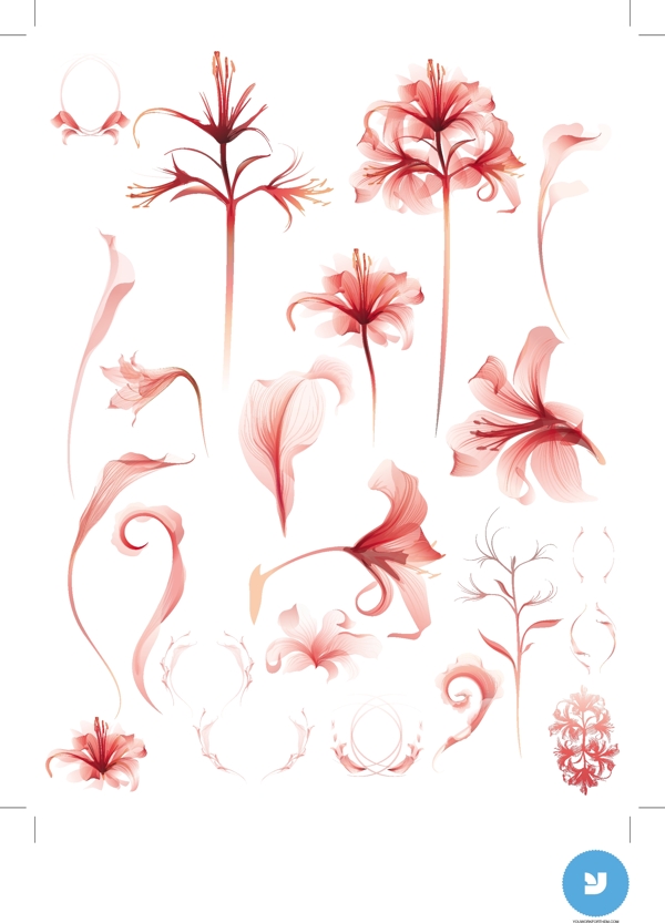 矢量素材紅色抽象花紋