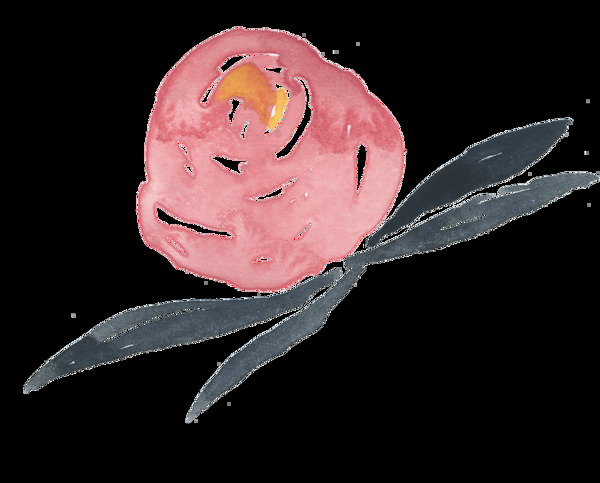 紅花枝葉透明裝飾素材