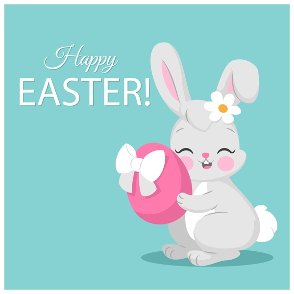 复活节捧彩蛋的兔子
