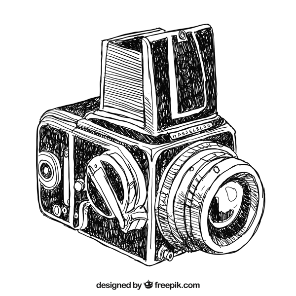 手绘复古相机