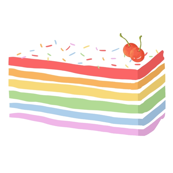 美味七彩彩虹蛋糕插画