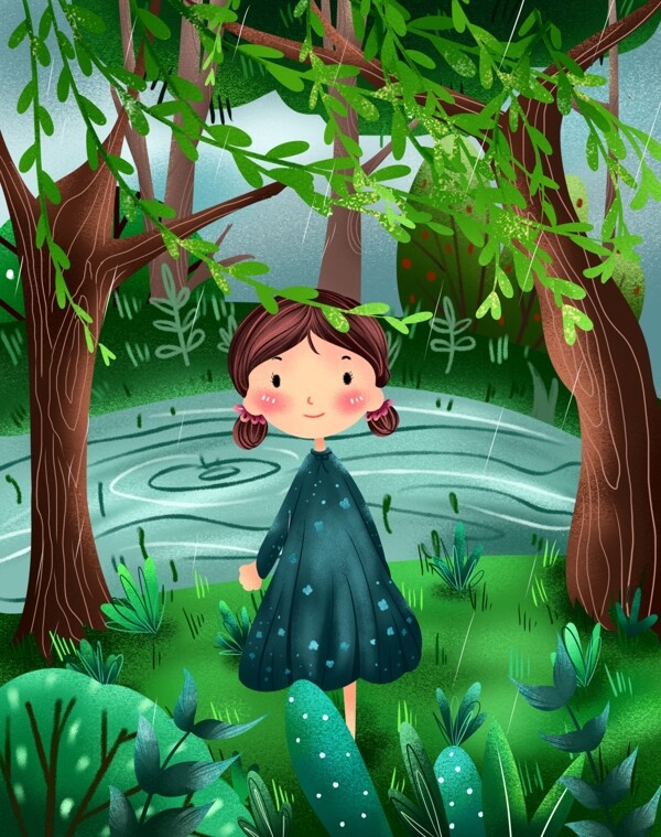 原創(chuàng)小清新插畫谷雨