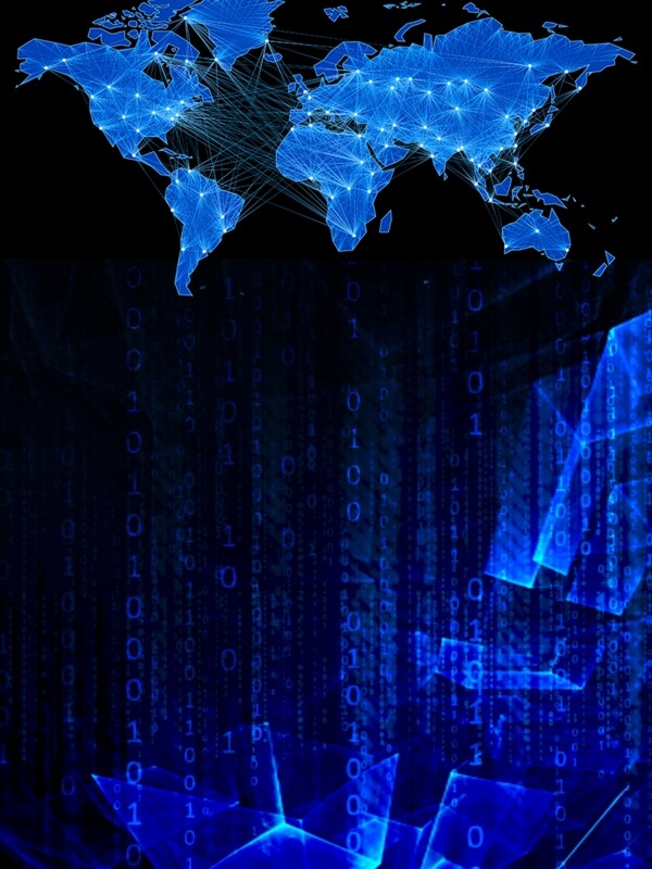 蓝色科技世界地图商务背景