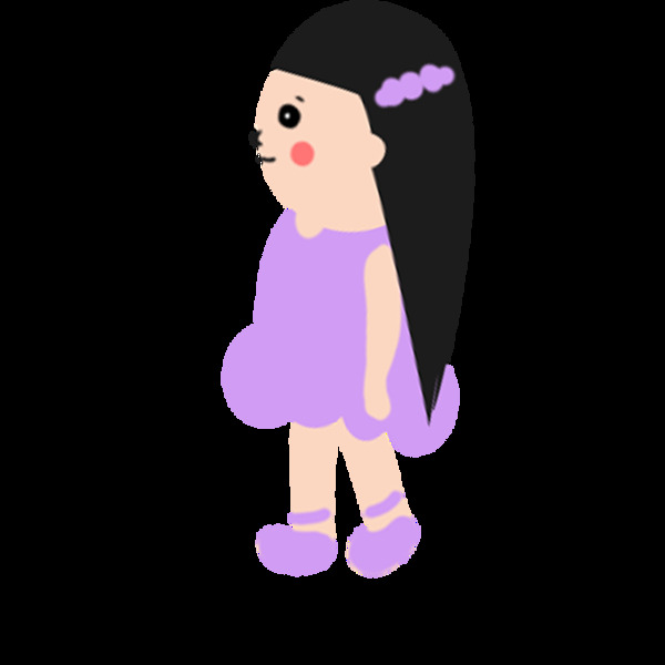 可爱紫色裙子小女孩元素