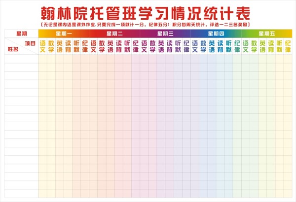 托管班管理表