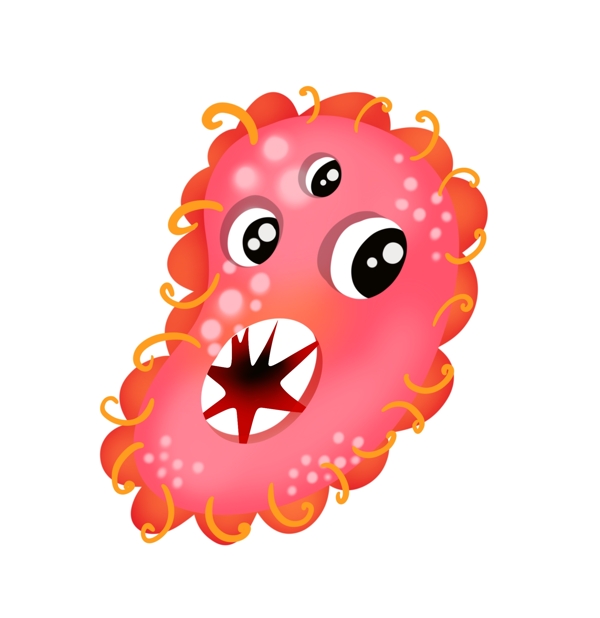 红色细菌卡通插画