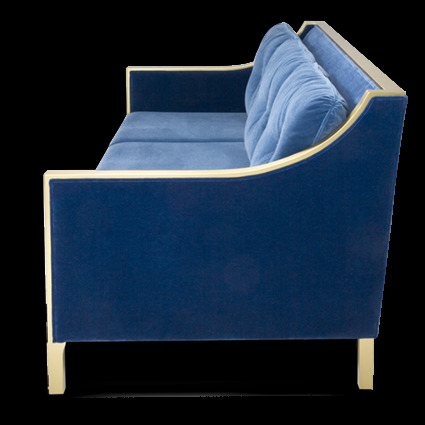 高级蓝色长沙发椅产品实物