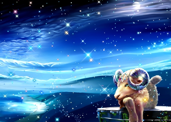 夢(mèng)幻星空摩羯星座圖