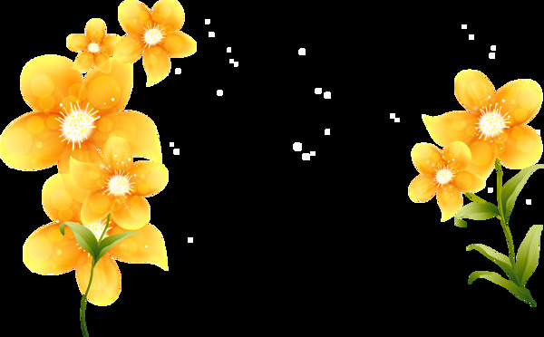 黄色梦幻花朵png元素素材