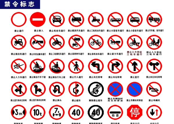 驾考标志禁令标志