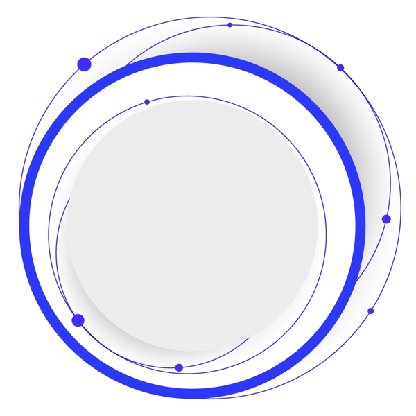 科技蓝白圈环圆弧环绕圆形边框底纹矢量免抠