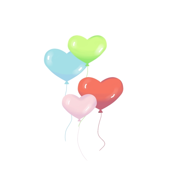 可爱彩色卡通心形气球