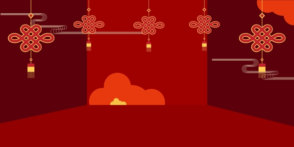 红色中国结元旦背景设计