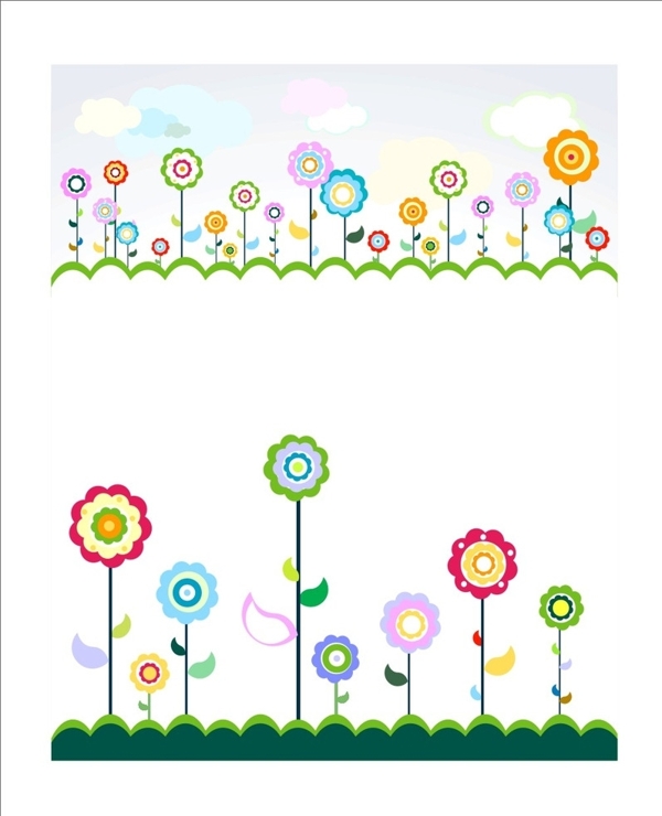 卡通花草矢量卡通校園卡通圖片