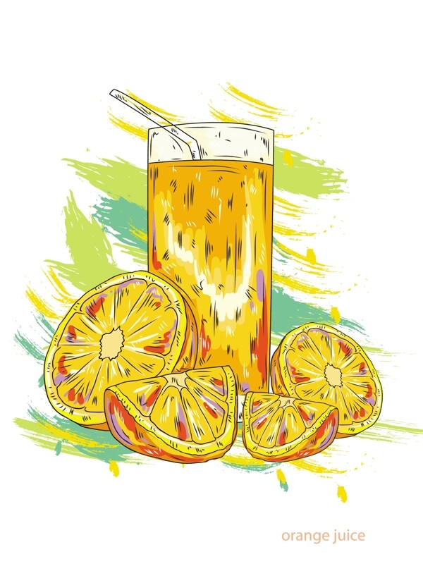 橙汁矢量插畫