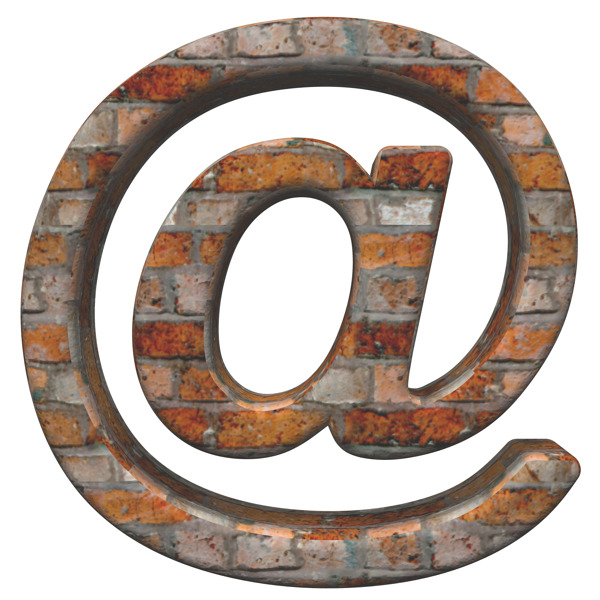 电子邮件符号从旧砖字母集