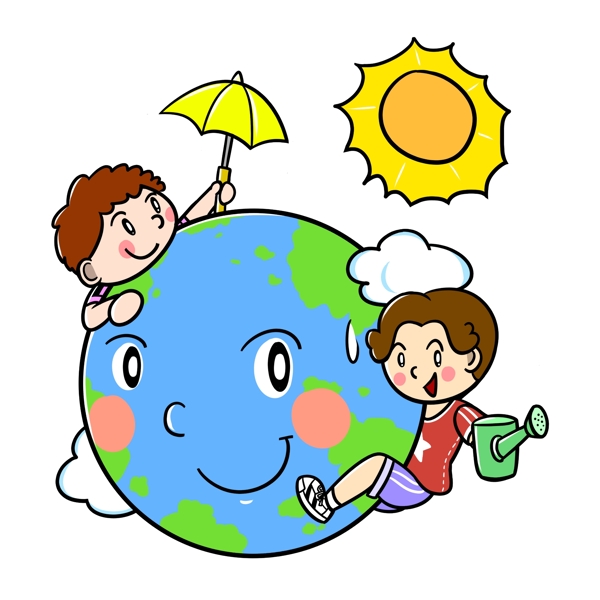 卡通世界地球日防止全球变暖png透明底