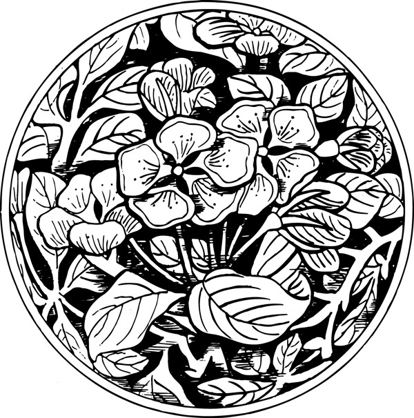 圓形圖案花卉系列吉祥紋樣杜鵑花圖片
