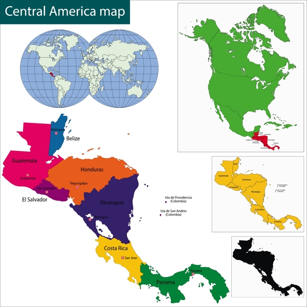 美国中央地区地图