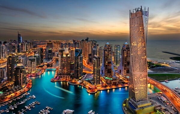 迪拜夜景城市夜景图片