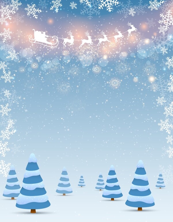 矢量唯美圣诞节雪景背景素材