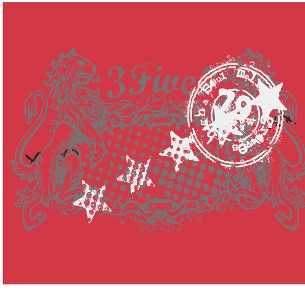 印花矢量圖動物獅子文字英文免費素材