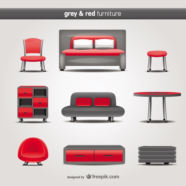 灰色和红色家具载体