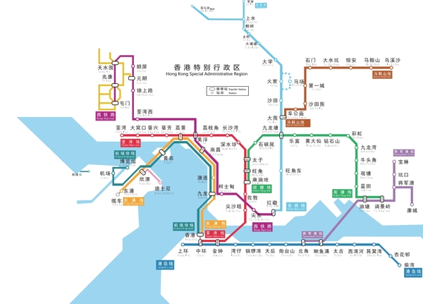 最新香港地铁线路中英图片