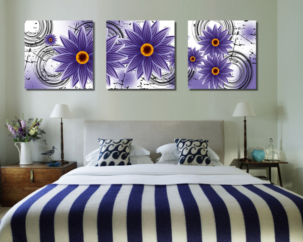 卧室现代风花朵装饰画免费下载