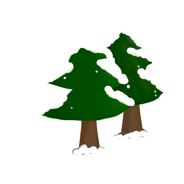 手绘卡通冬季圣诞节雪树儿童绘本装饰元素