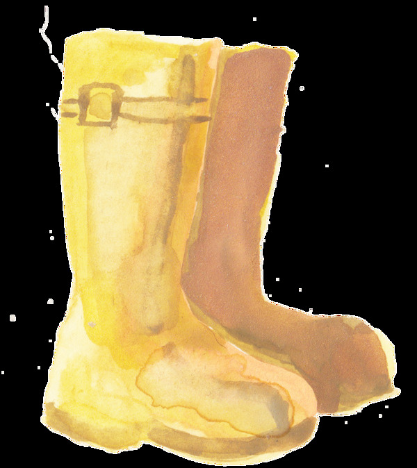 油黄靴子透明装饰素材