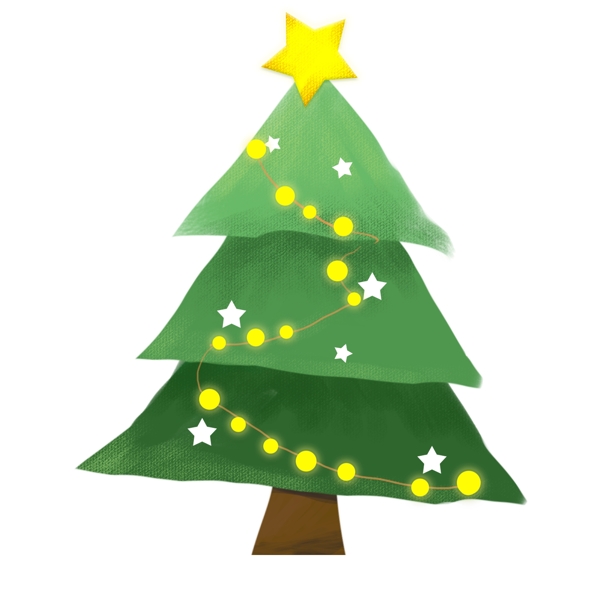 商用手绘圣诞节圣诞树冬雪树插画元素
