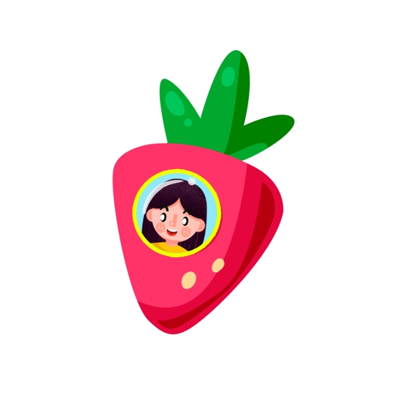 草莓里的女孩头像卡通元素