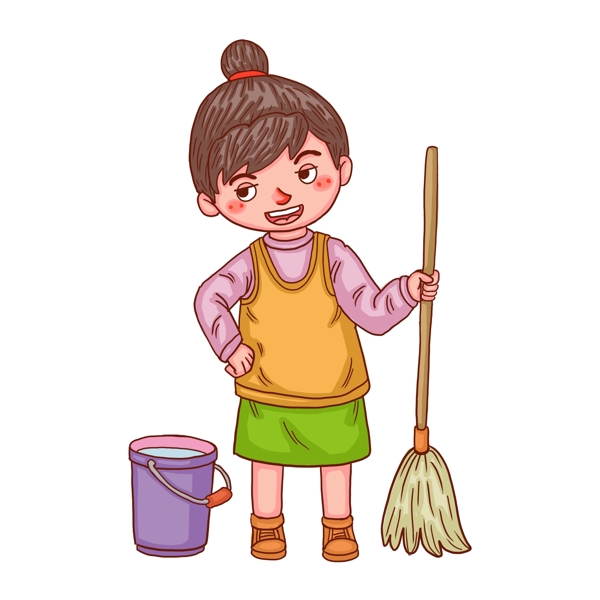 劳动节做家务活的儿童