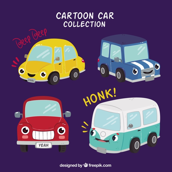 卡通风格的几种装饰车