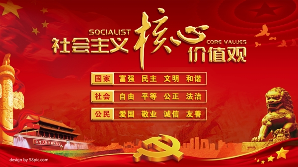 社会主义核心价值观党建宣传海报