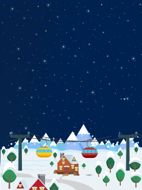 蓝色星空夜景雪景海报背景