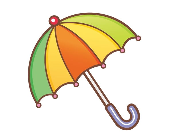 卡通彩色雨伞元素