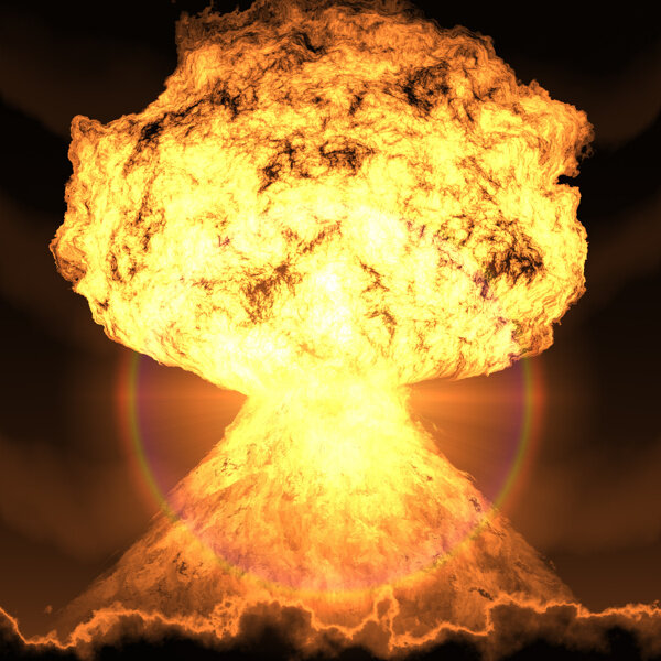 原子弹爆炸蘑菇云与光晕图片